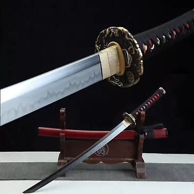 30'' Red Wakizashi Clay Tempered T10 Steel Japanese Samurai Sword Razor Sharp • $122.99