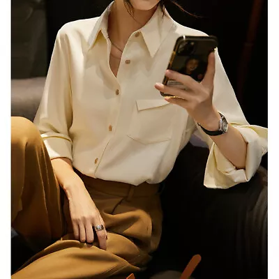 Corduroy Shirt Women's Spring Buttons Long Sleeve Commuting Top Blouses Office • $70.18