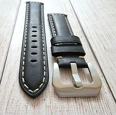 £9.95 • Buy Vintage Leather Watch Strap Lightly Oiled & Padded + Spring Bars 20mm 22m 24mm
