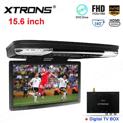 15.6  HD In Car DVD Player Roof Mount Monitor Flip Down +Digital TV Box Receiver • £312.99