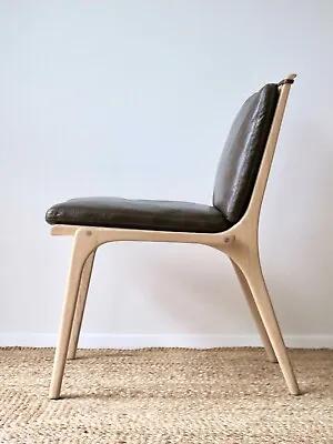 STELLAR WORKS OAK & LEATHER REN SIDE CHAIR DANISH Contemporary • £295