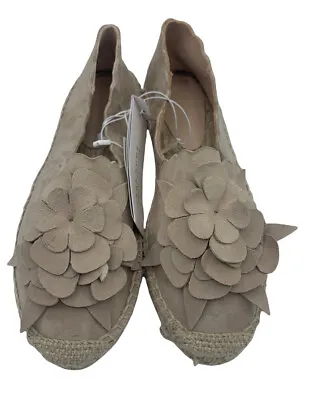 $12 • Buy Zara Size 36 (US 6) Tan Leather Indoor Espadrille Flats/Slippers NWT
