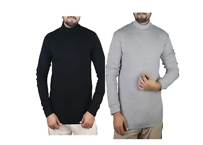 Mens Turtle Roll Neck Winter Warm Fleece Pullover Top Hoodies Sweater Knitwear • £7.99