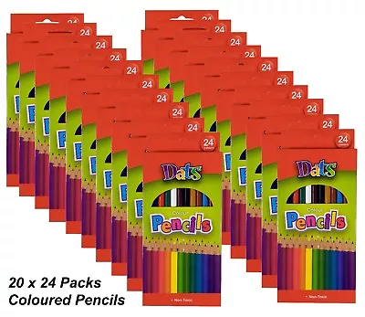 BULK 20 Packs X 24 Colour Pencils Round Grip Art Coloured Colouring Drawing Kids • $89.36