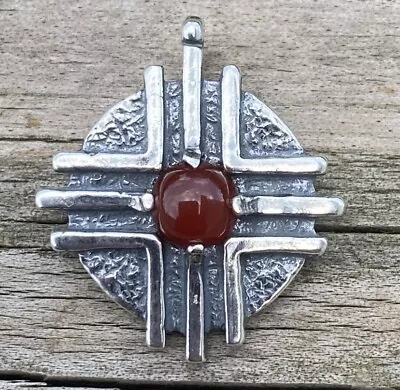 Medicine Wheel Pendant .925 Sterling Silver W/ Genuine Carnelian Made In USA • $74.99