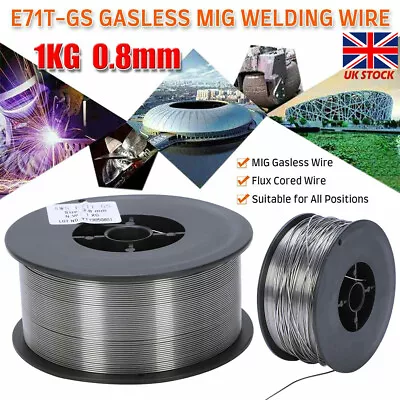 1KG / 5KG 0.8mm GASLESS STAINLESS STEEL MIG WELDING WIRE REEL SPOOL FLUX CORE • £8.80