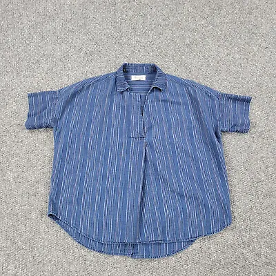 Madewell Shirt Womens Small Blue Striped Short Sleeve Rear Button Up • $15.57