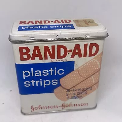 Vintage OLD BAND-AID Metal Box Tin  Johnson And Johnson Hinged Empty • $10.90