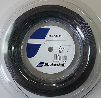 New BabolaT RPM ROUGH (RPM BLAST ROUGH) 125/17 200M Reel Tennis String Black • $158.58