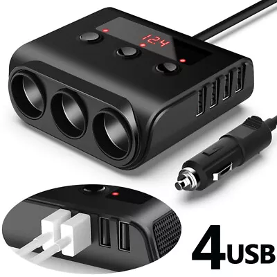 3 Way 12V 24V Multi Socket Car Cigarette Lighter Splitter USB Charger Adapter UK • £8.87