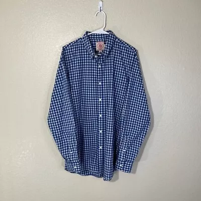 J Press Shirt Mens XXL Dress Button Blue White Check Long Sleeve Business Casual • $25