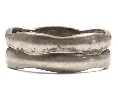 Set/2 Vintage Stackable Scalloped Sterling Siver Ring Band Sz 9.25 - 6.2g Milor • $0.99