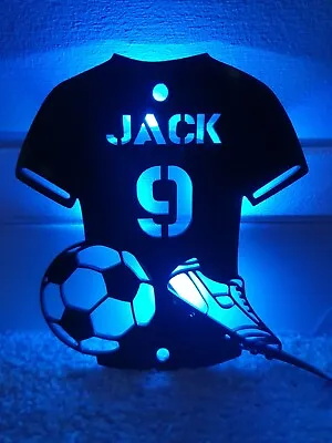 Personalised Acrylic Football Bedroom Decor Sign Plaque LIGHT UP Boy Girl Gift • £49.95