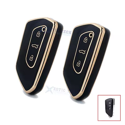 2Pcs Black Key Skin Case Protective Shell For VW Golf 8 ID.4 MK8 Seat Leon MK4 • $15.97