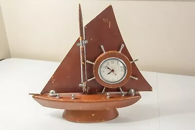 Windsor Rock Maple Sailboat Electric Clock Vtg 50's Sailing Boat WORKS • $50
