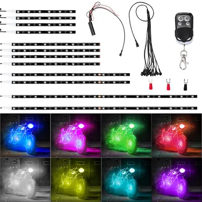 12pc Motorcycle RGB LED Neon Under Glow Lights Strip 120 LED For Universal IP65 • $8.99