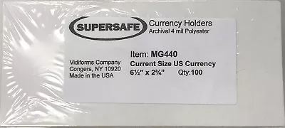 Modern Banknote Currency Sleeves Museum Archival Mylar Polyester Supersafe MG440 • $49.49