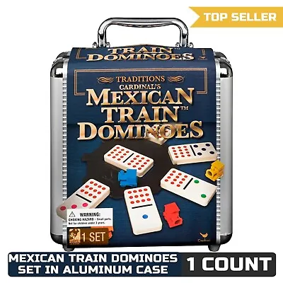 Mexican Train Dominoes Game In Aluminum Carry Case For Families And Kids Ages 8 • $31.30