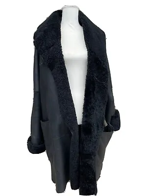 Shearling Black Coat By Maxfield Parrish London Made In England. • $467