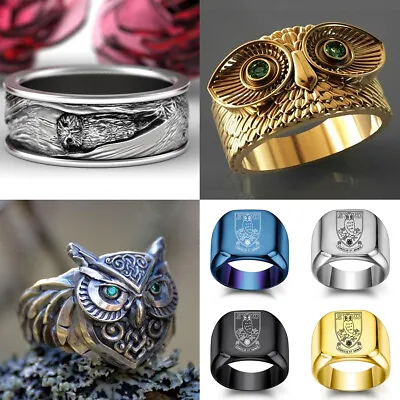 Vintage Owl Finger Ring Silver Men Kitsch Rings Party Punk Fashion Jewelry Gifts • $1.94