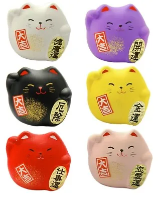 SET Of 6 Japanese Maneki Neko Lucky Welcome Cat Brings Good Luck Made In Japan • $38.95