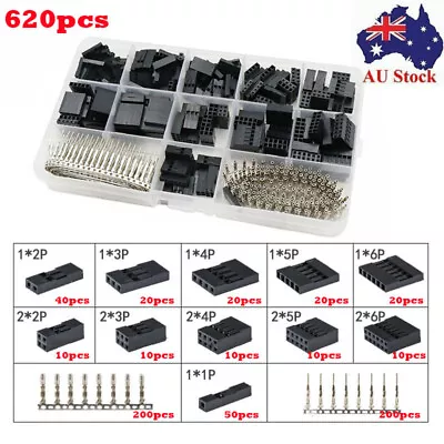 620pcs Male Jumper Pin Dupont Pin Crimp Wire Housing Kit Header Female Connector • $15.28