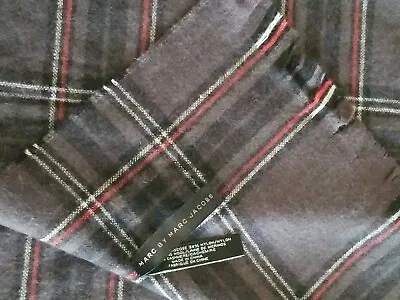 Marc By Marc Jacob's Extra Wide Black Gray Red Plaid Scarf Unisex One Size  • $29.99