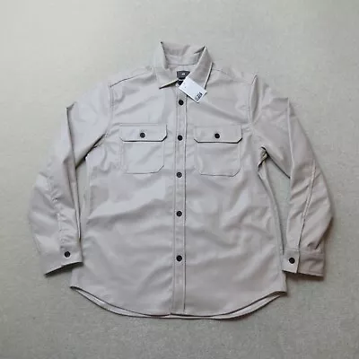 H&M Leather Effect Shirt Mens Medium Beige Button Up Long Sleeve Casual NWT • $19.91