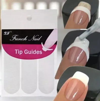 French Tip Stencil Guides Nail Art Stickers Template Manicure Tool Oval Lines • £2.10
