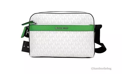 Michael Kors Cooper Small Bright White Palm Signature PVC Utility Crossbody Bag • $115