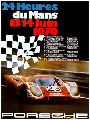 1970 LE MANS PORSCHE AUTO RACING POSTER PRINT | 18 X24  | Germany | Vintage • $17.99