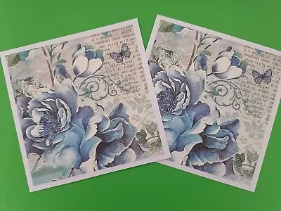 £1 • Buy Beautiful Vintage Look Blue Poppy Floral Card Toppers Flower Birthday Butterfly