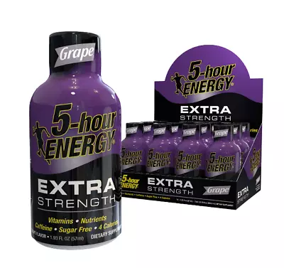 5 Hour Energy Shot Extra Strength Grape 12/Count - FREE SHIPPING • $32.88