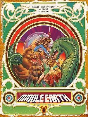 Atari Middle Earth Pinball 9  X 12  Metal Sign • $14.99