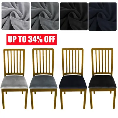 £3.79 • Buy Kitchen Dining Chair Seat Covers Stretch Velvet Cushion Slipcovers Protector UK