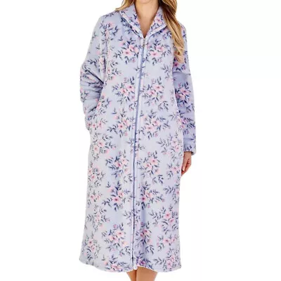 Slenderella Aconite Zipped Front Flannel Fleece 46 Inch Housecoat HC04312 • £40