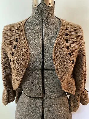 Elizabeth Gillett Wool Shrug With Velvet Ribbon Sz S • $19.99