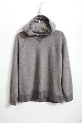 EUC XL Women's Vince Cashmere And Wool Overlap Hooded Sweater In Charcoal • $54.99