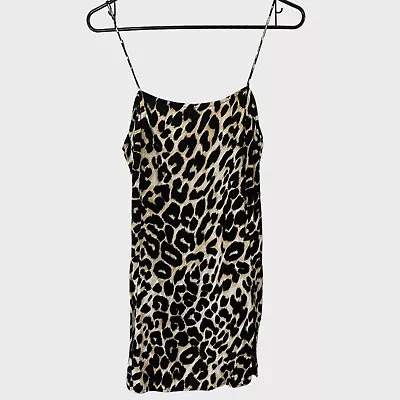 Motel Rocks Leopard Print Slip Dress Strap Women's XS Extra Small Black • $23.99