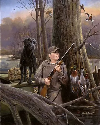 Ready For Action Boy Duck Hunting Print Signed Numbered Print By R.J. Mcdonald • $200