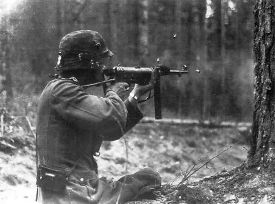 WW2 WWII Photo German Soldier Fires MP38 Russian Front World War Two 2724 • $6.49
