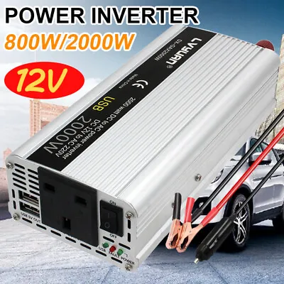 £36.49 • Buy 2000W Car Caravan Power Inverter DC 12V To AC 240V Sine Wave USB Converter