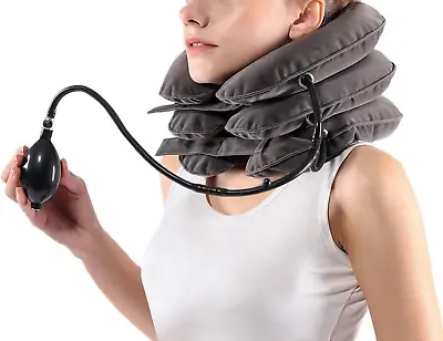 Inflatable Cervical Collar Neck Relief Traction Brace Support Stretcher Device • £8.80