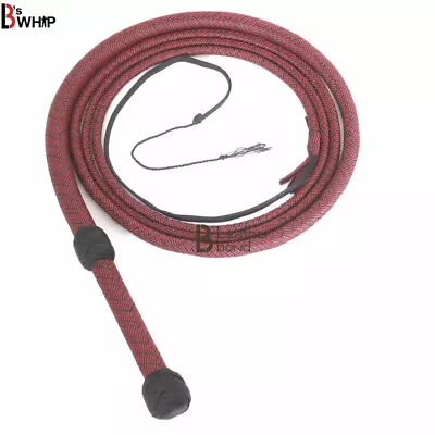 Indiana Jones Bull Whip 6 & 8 Foot 12 Plaits Red Black Nylon Para-cord Bullwhip • $44.99