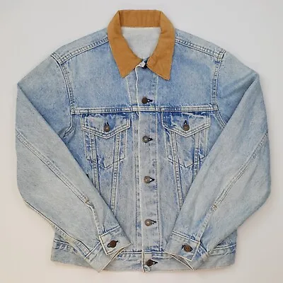 Levi's SMALL Denim Jacket MADE IN USA Trucker SNUG FIT Blue Mens Vintage • £55