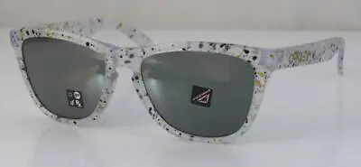 Oakley Sunglasses Frogskins Splatter Clear Frame Prizm Black Iridium Lenses New • $145.99