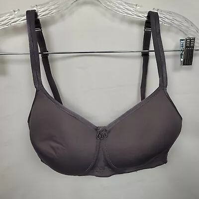 Amoena Womens Mara Padded Wire-Free Seamless Mastectomy Bra In Dark Grey NWT • $18