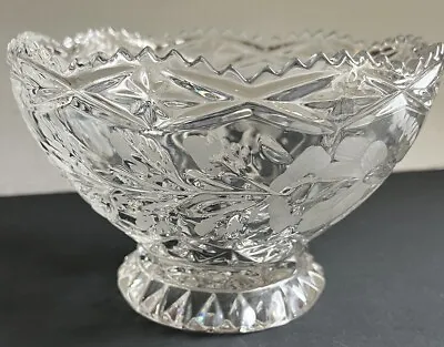 Crystal Clear/Fifth Ave Etched 6” Bowl- 24% Lead Crystal- Made In Poland • $18