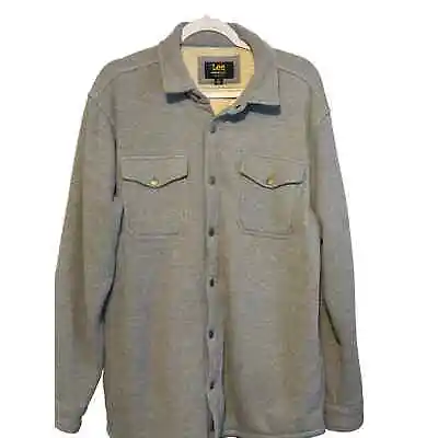 LEE Sherpa Lined Jacket Mens Extra Large Snap Closure Grey Double Pocket • $14.97