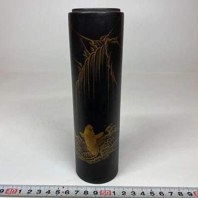 £386.52 • Buy Carp Bronze VASE 7.2 Inch Antique Gold Inlay Engraving Japanese